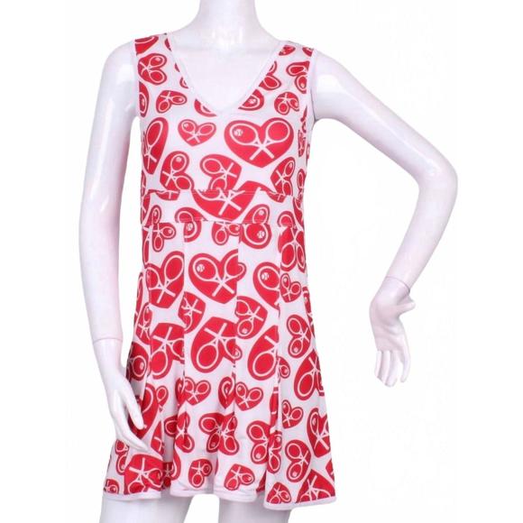 NEW LOVE LOVE TENNIS women's limited random heart angelina tennis dress in white
